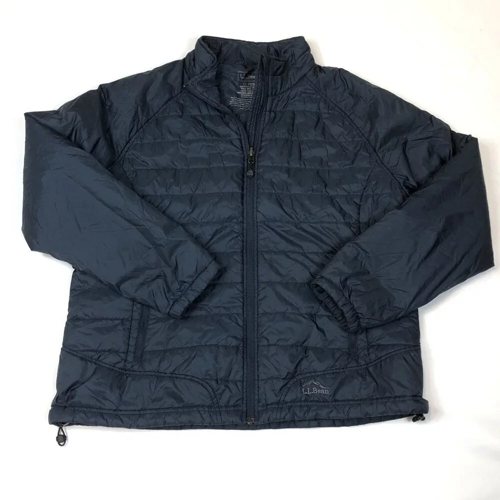 LL Bean Womens Primaloft Navy Blue Full Zip Puffer Jacket Size XL 290586 - Picture 9 of 9